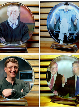 比尔盖茨摆件收藏品礼物工艺礼品人偶模型玩偶装饰品水晶笔筒摆设