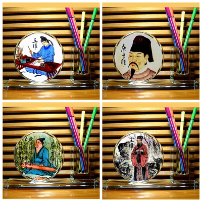 王维礼品收藏品唐代诗人工艺品诗佛纪念品装饰品礼物水晶笔筒摆件