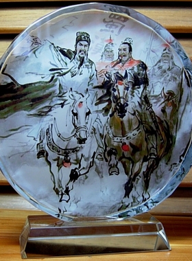 刘备诸葛亮模型三国演义水晶摆件