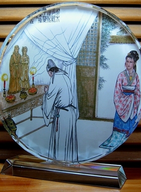 丁兰刻木事亲纪念品礼物装饰品摆设工艺品二十四孝收藏品礼品摆件