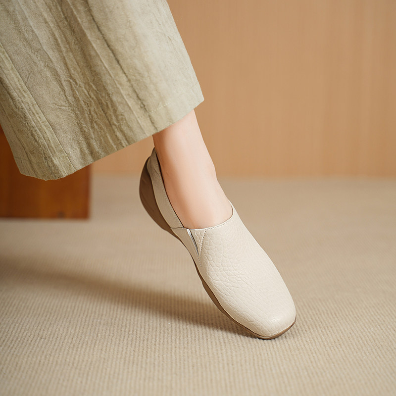 GE.BESS复古风豆豆鞋女深口方头一脚蹬软底懒人复古女鞋羊皮春季,女鞋,乐福鞋（豆豆鞋）,淘宝优惠券,粉丝福利购,淘宝优惠卷