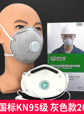 保为康N9597杯型口罩灰色活性炭头戴式防尘KN95喷漆装修打磨电焊
