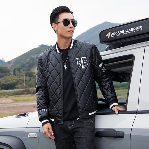 绣花无品牌潮立领仿皮衣外套