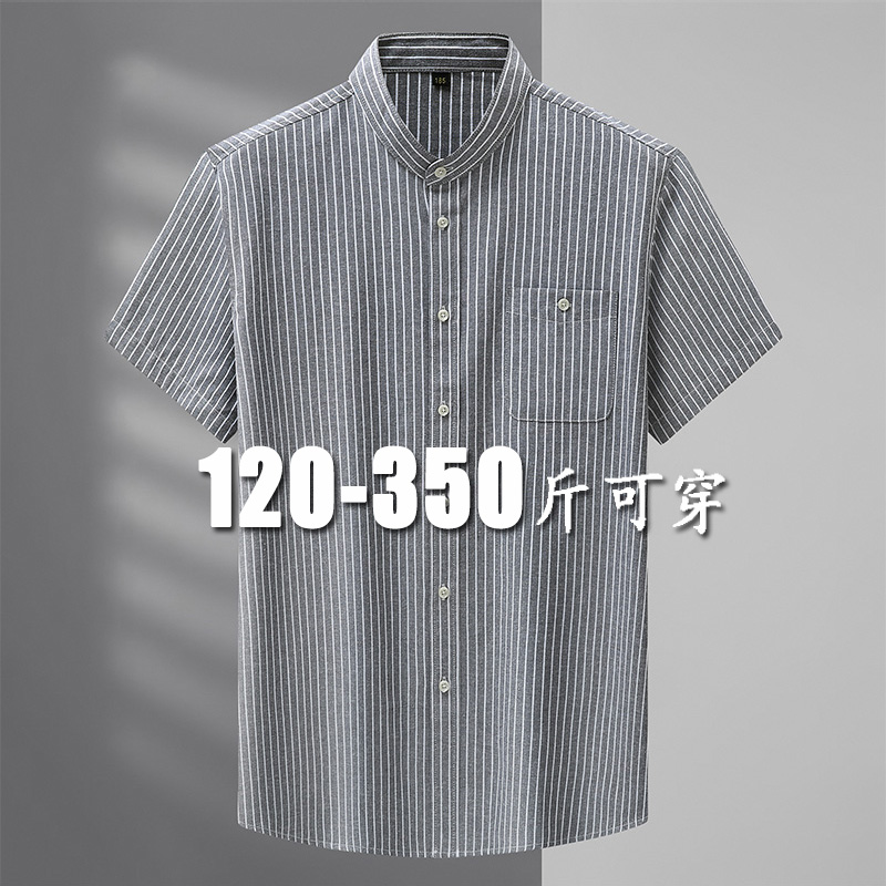 其他青年夏季宽松型立领短袖条纹