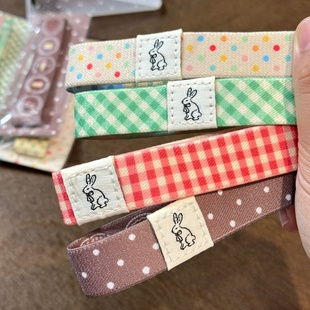 小兔波点格纹双面绑带手账绑带松紧款手账装饰活页定页配件防爆本