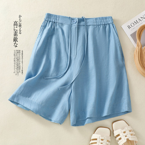 清仓捡漏~亚麻短裤女夏季窄版阔腿裤五分棉麻裤高腰西装休闲裤裙
