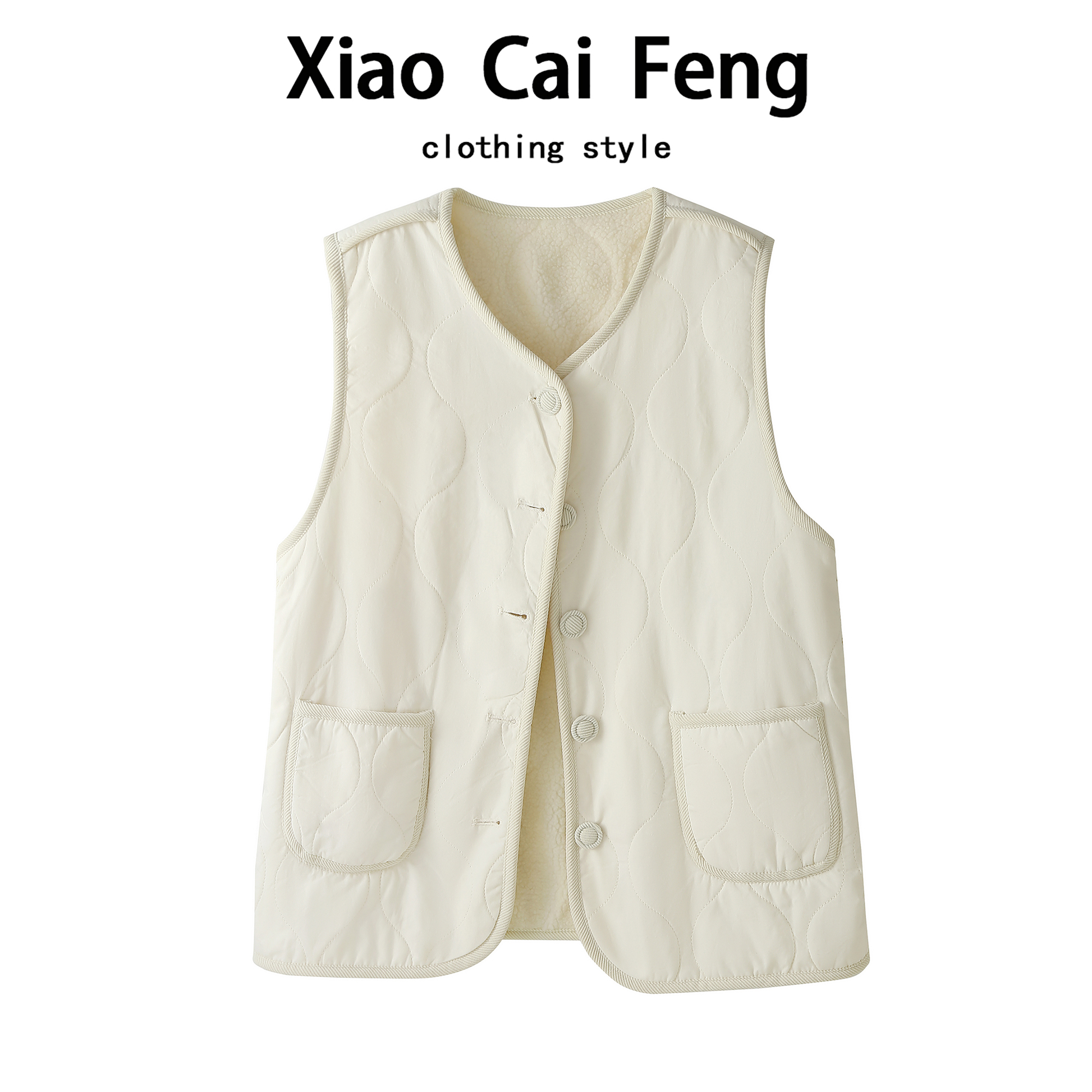 羊羔毛马甲背心女秋冬韩系别致好看两面穿无袖马夹短外套叠穿棉衣