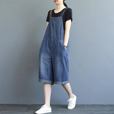牛仔背带裤女夏季宽松复古港味