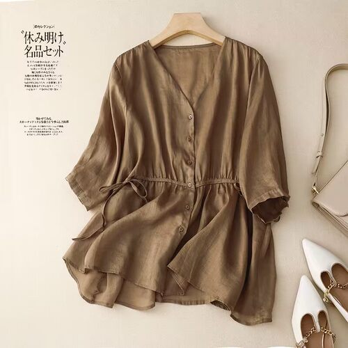 设计感小众抽绳收腰娃娃衫上衣