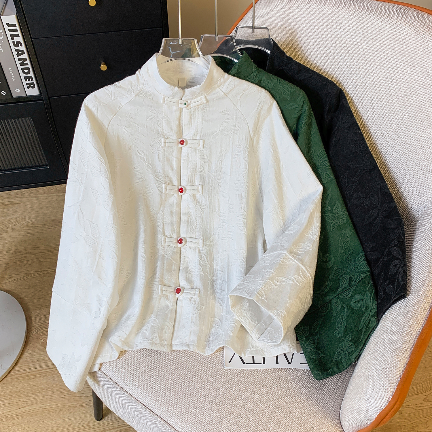 新中式国风提花短外套女春季气质改良唐装上衣宽松气质小外搭茶服