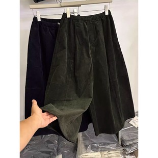 松緊腰寬松顯瘦百搭八分休閑褲 子 女秋冬大碼 復古超火燈芯絨闊腿褲