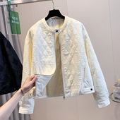 韩系立领菱格棉衣棉服女2025秋冬小个子时尚 轻薄夹棉棒球服短外套