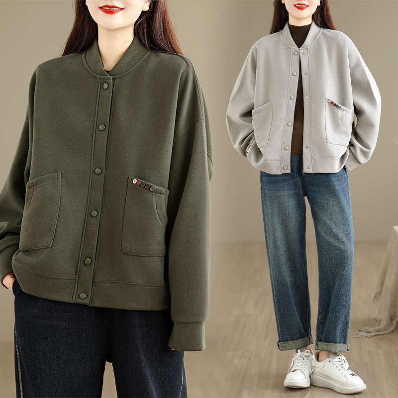时尚针织棉卫衣外套女春秋新款立领棒球服运动休闲开衫外搭上衣潮