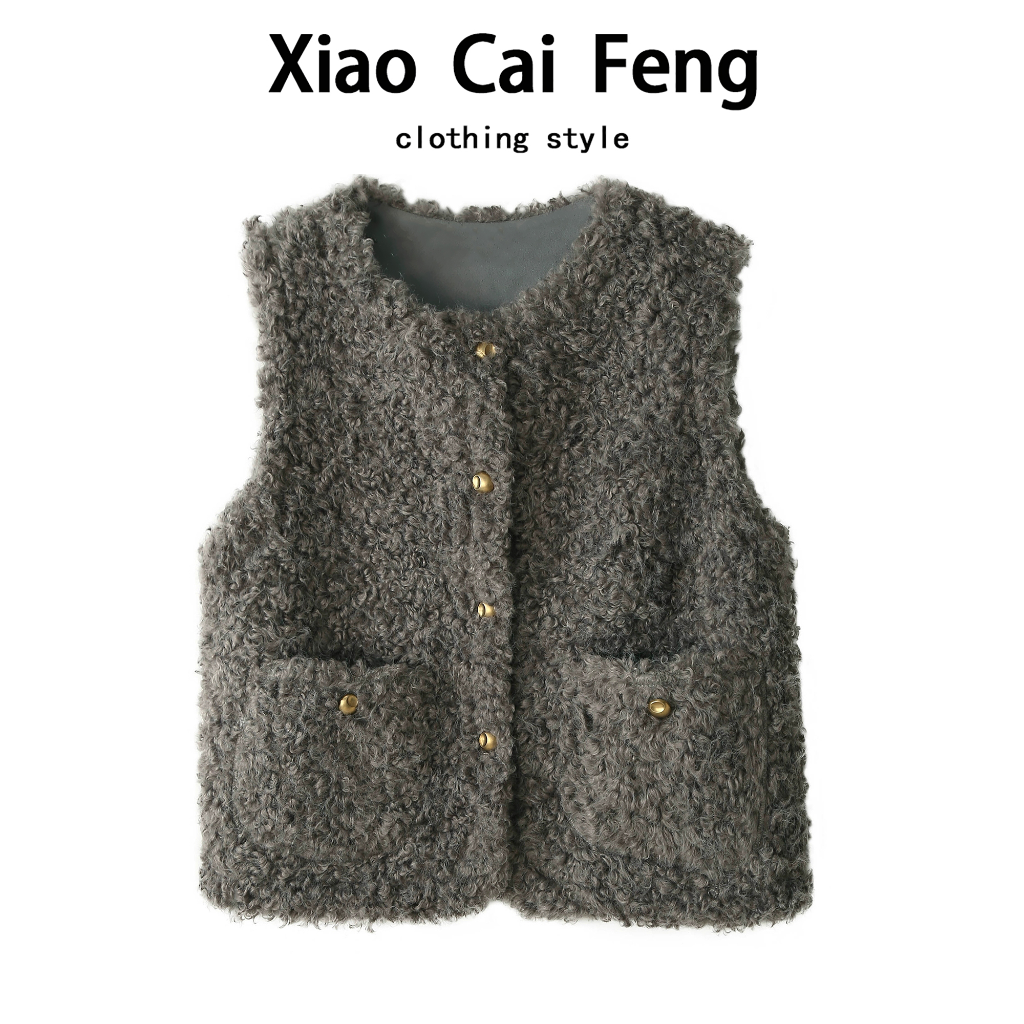 韩系羊羔毛马甲短外套女冬季外搭叠穿皮毛一体保暖毛毛背心潮上衣