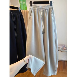 宽松束脚休闲卫裤 大码 女秋冬灯笼香蕉裤 灰色加绒运动裤 潮 胖mm美式