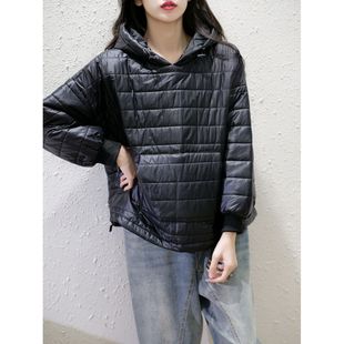 外贸出口法国余单连帽卫衣女秋冬保暖套头轻薄羽绒棉服外套潮