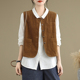 上衣 马夹无袖 复古灯芯绒工装 马甲背心女春秋外搭叠穿条绒坎肩短款