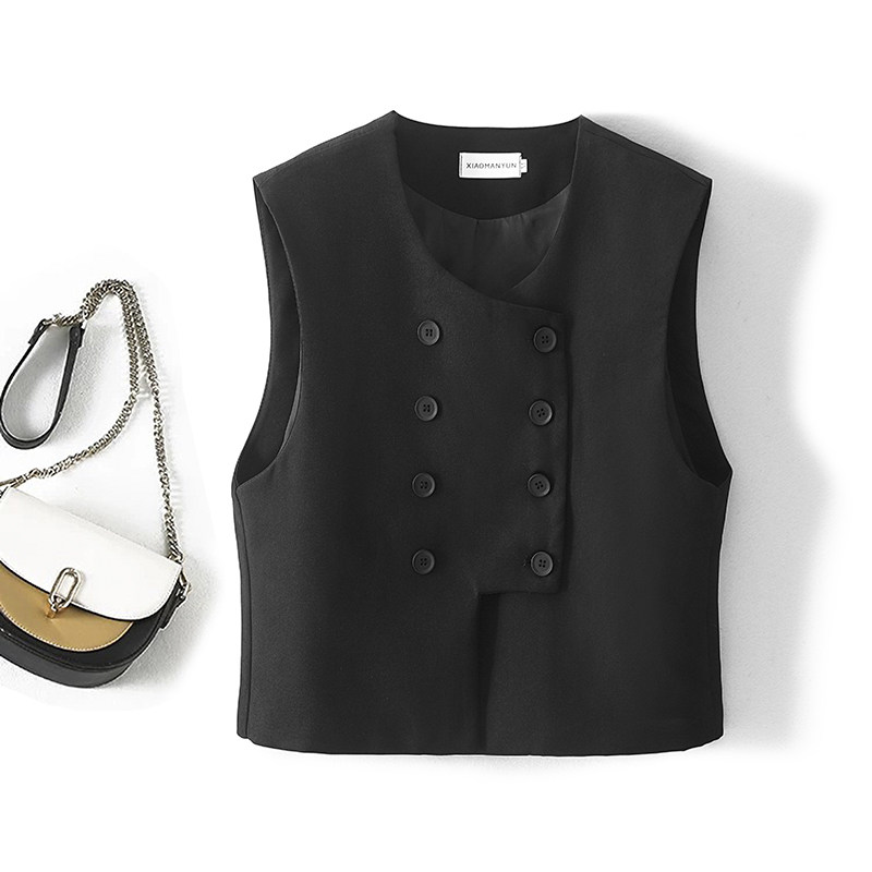 黑色西装马甲短外套女春秋高级感休闲坎肩开衫宽松无袖马夹背心潮,女装/女士精品,短外套,淘宝优惠券,粉丝福利购,淘宝优惠卷