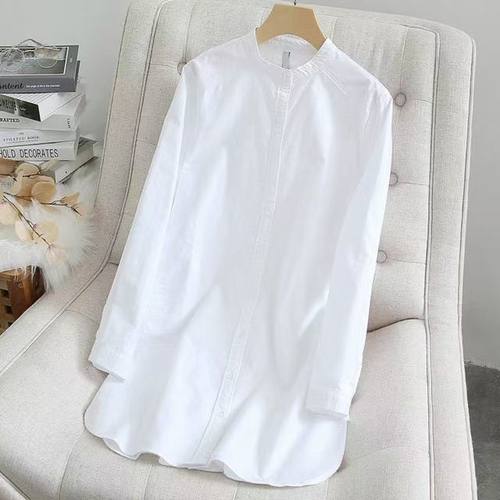 法式高级感白色立领衬衫外套女春夏休闲外搭显瘦中长款防晒上衣潮