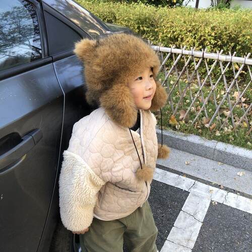 小浣熊帽子清仓霸王男女仿皮草帽子儿童冬季母女亲子帽子保暖护耳