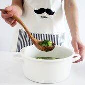 柚木家用漏勺火锅勺套装 厨房不粘锅小号油炸弯柄木汤勺捞勺滤勺