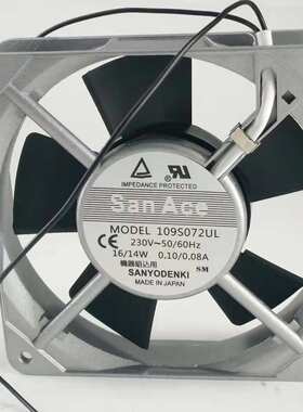 全新三洋 109S072UL AC110/220V 16/14W 12025 12cm口罩机风扇