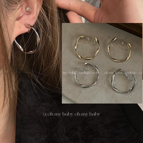 蚊香盘耳夹无耳洞极简约扭转大圈