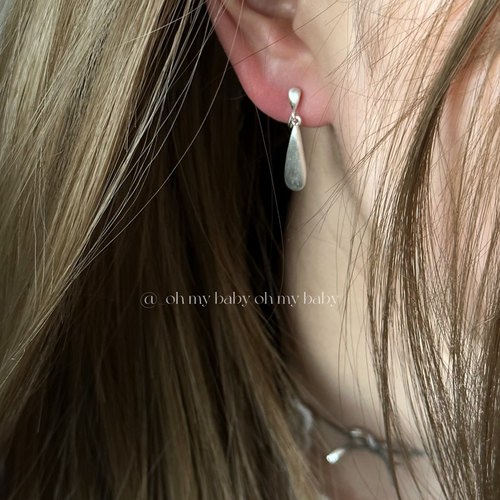 蚊香盘耳夹哑光银色水滴高级磨砂