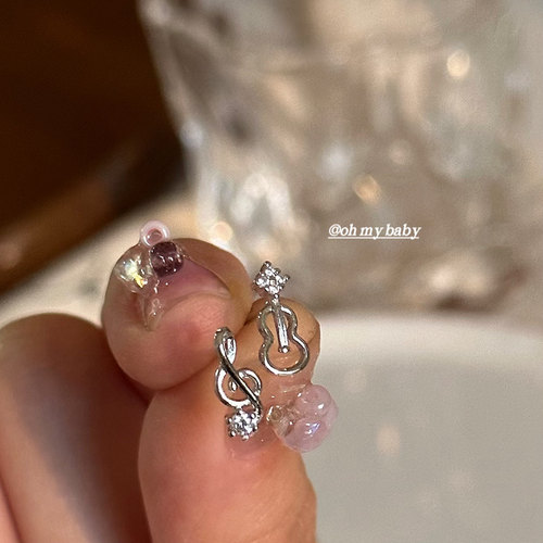 无耳洞隐形耳夹大提琴音符耳钉