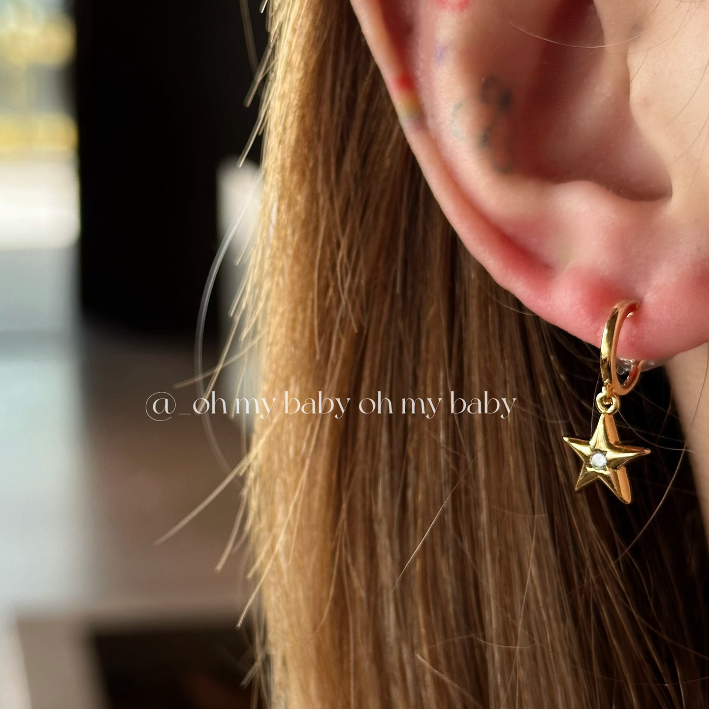 蚊香盘耳夹无耳洞可戴金色星星