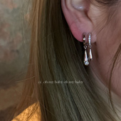 蚊香盘耳夹无耳洞可戴镶钻双排水滴流苏小众设计韩风气质高级E784