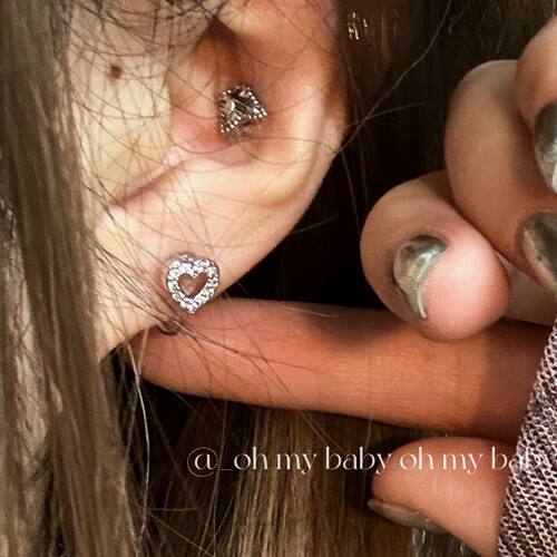 隐形耳夹无耳洞满钻爱心精致耳钉