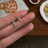 隐形耳夹 无耳洞可戴满锆十字架简约百搭高级感小巧精致耳饰E899