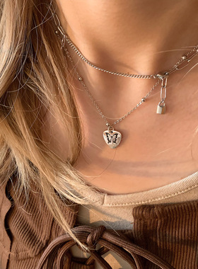 蝴蝶吉他拨片项链锁骨链