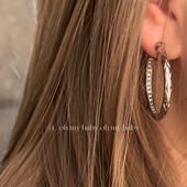 蚊香盘耳夹无耳洞可戴小香风菱格纹大圆圈镶锆韩风ins高级感E815