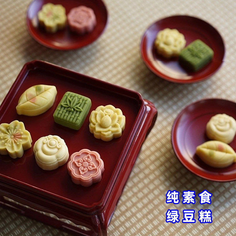 纯素食绿豆糕传统糕点零食桂花抹茶甜品佛家寺庙茶点糕礼盒装素直