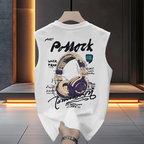 潮牌aeae100%纯棉运动坎肩无袖t恤背心男夏高街美式宽松百搭上衣