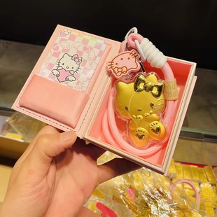 周家大福黄金Kitty足金999汽车钥匙扣挂饰KT猫可爱包包挂件礼品