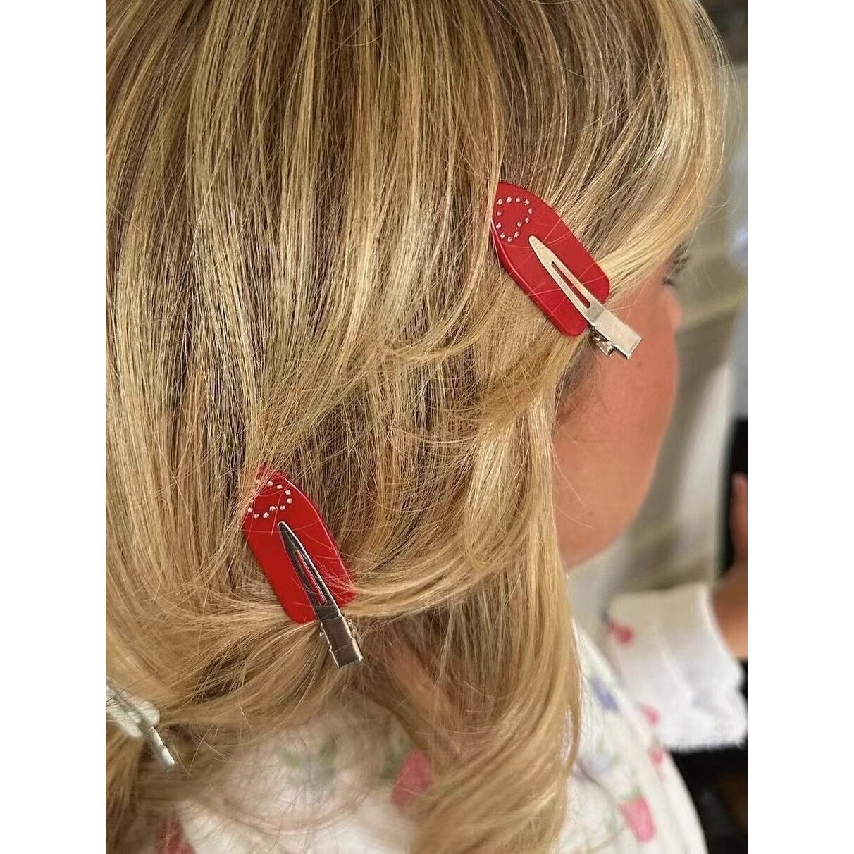 草莓跳甜美复古法式手工镶钻刘海发饰
