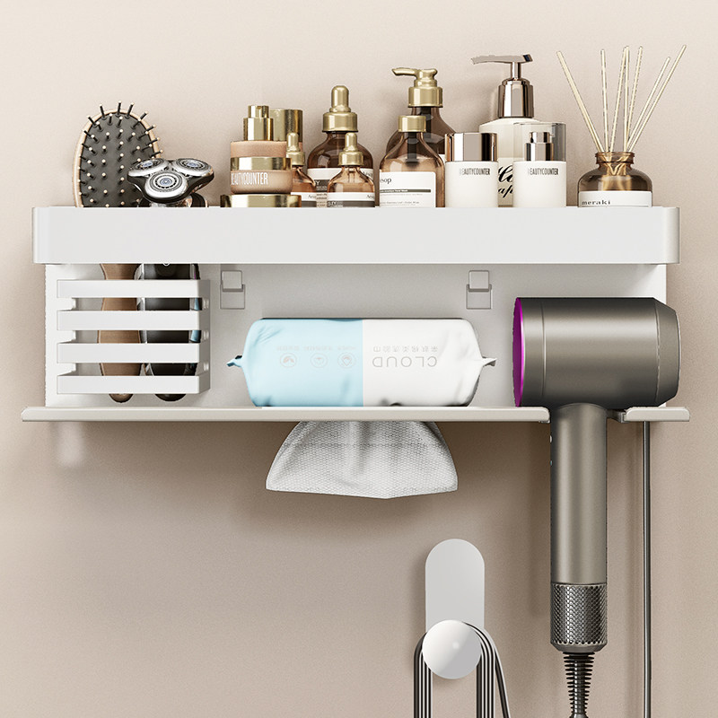 奶油风吹风机置物架免打孔卫生间洗漱台电吹风支架浴室电吹风收纳,家装主材,卫浴置物架,淘宝优惠券,粉丝福利购,淘宝优惠卷