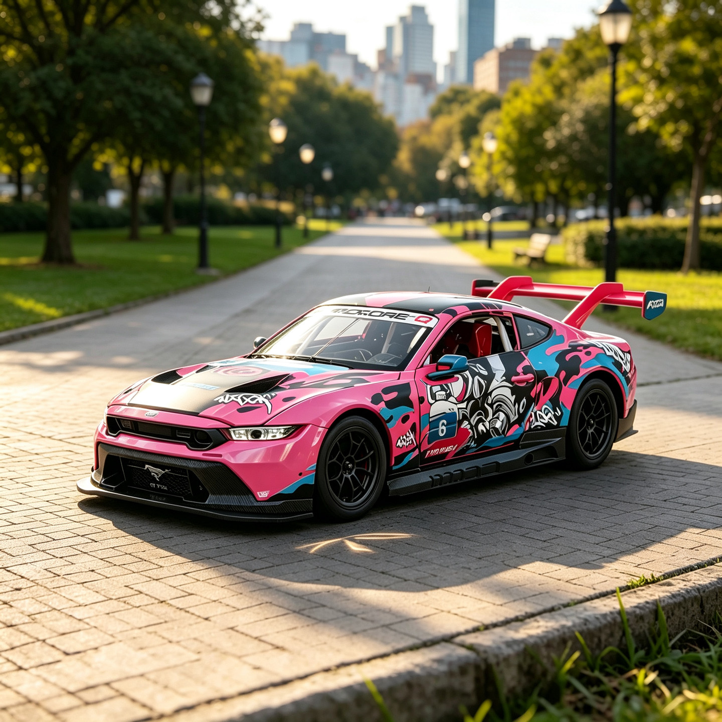 CCA彩珀1/24福特野马GT3 X WASA联名款合金汽车模型仿真跑车赛车