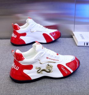 软底跑步百搭小白鞋 真皮防水防滑2024新款 休闲运动鞋 皮蓬潮鞋 男鞋