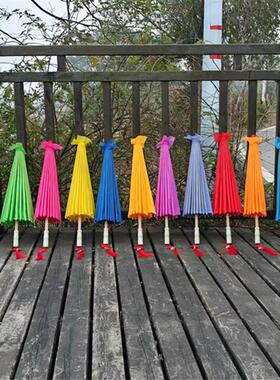 纯色素面无花绸布防水节日喜庆新年装饰走秀油纸伞楼道吊顶大红色