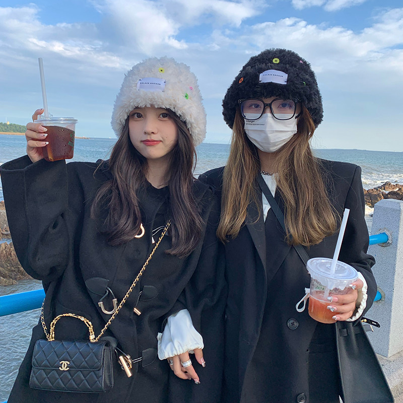 网红同款百搭纽扣毛绒针织帽加厚保暖可爱显脸小毛线帽子女韩版潮,服饰配件/皮带/帽子/围巾,帽子,淘宝优惠券,粉丝福利购,淘宝优惠卷
