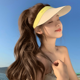 无痕一体超轻防晒帽运动夏季 空顶防紫外线户外骑车潮 女遮阳帽韩版