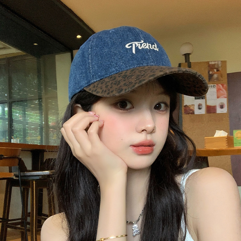 新款美式复古豹纹牛仔拼接棒球帽子女大头围宽檐显脸小百搭鸭舌帽,服饰配件/皮带/帽子/围巾,帽子,淘宝优惠券,粉丝福利购,淘宝优惠卷