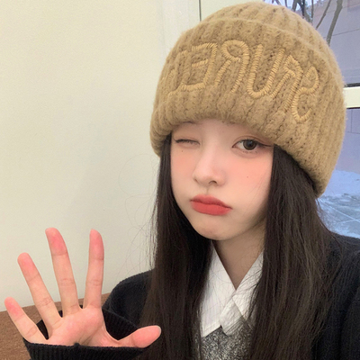 毛线帽子女冬季大头围加厚保暖显