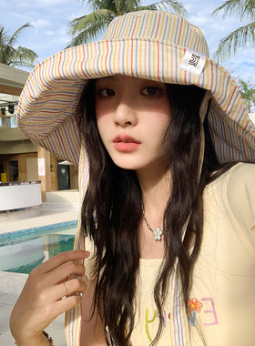 日系条纹可爱小丸子渔夫帽子女春