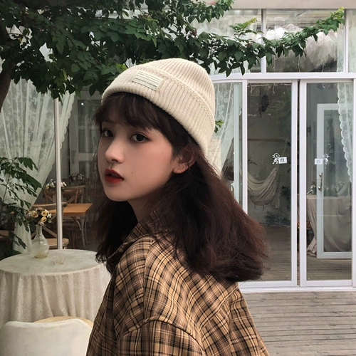 艾佳微 Японский шерстяной демисезонный удерживающий тепло пластырь, модная вязаная шапка, в корейском стиле