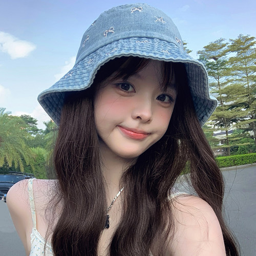 艾佳微蝴蝶结牛仔渔夫帽女